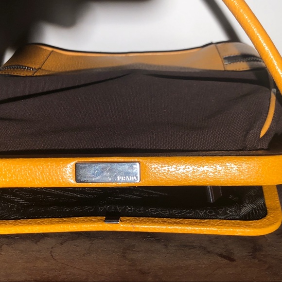 PRADA Vintage Handbag BORSA A MANO , CANAPA CERNIERA, MORO  & ZAFFERA - Picture 9 of 11